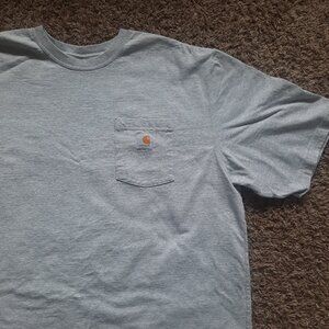 Mens 2XL Carhartt Workwear Pocket Cotton T-Shirt - Heather Grey, 28" PTP EUC